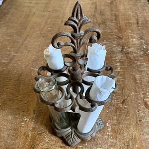 NEW Cast Iron & Glass Bud Vase